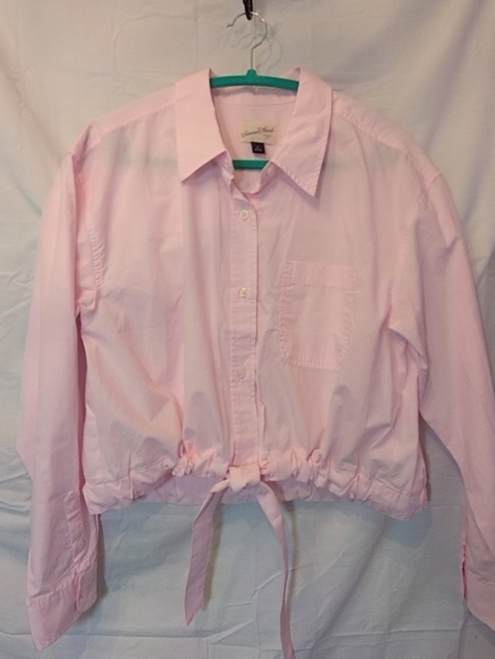 Universal Thread Light Pink Drawstring Hem Button-Down Shirt